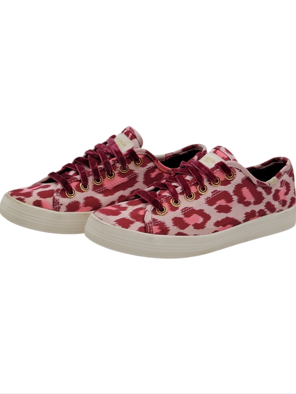 Keds Kate Spade Sneakers Women Size 7 Pink Burgundy Satin Velvet Shoelaces Logo - Picture 5 of 13